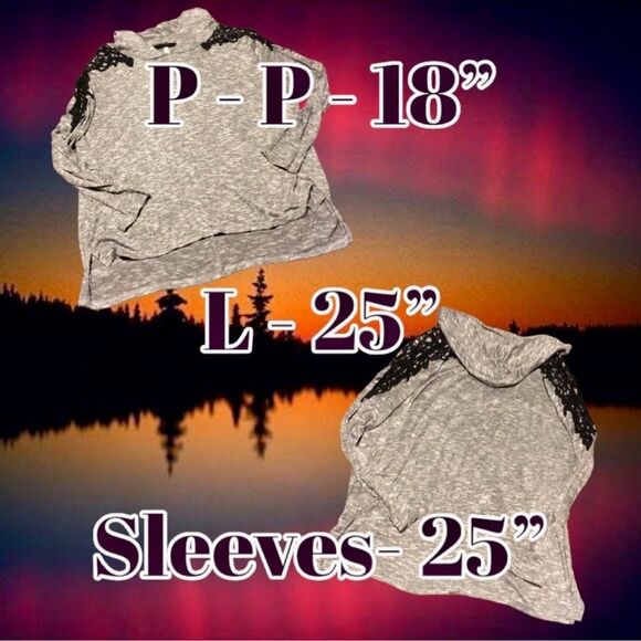 Wallflower(Kohl’s) Hoodie Gray Soft Knit Pullover Black Lace Appliqué Size M - Picture 6 of 16